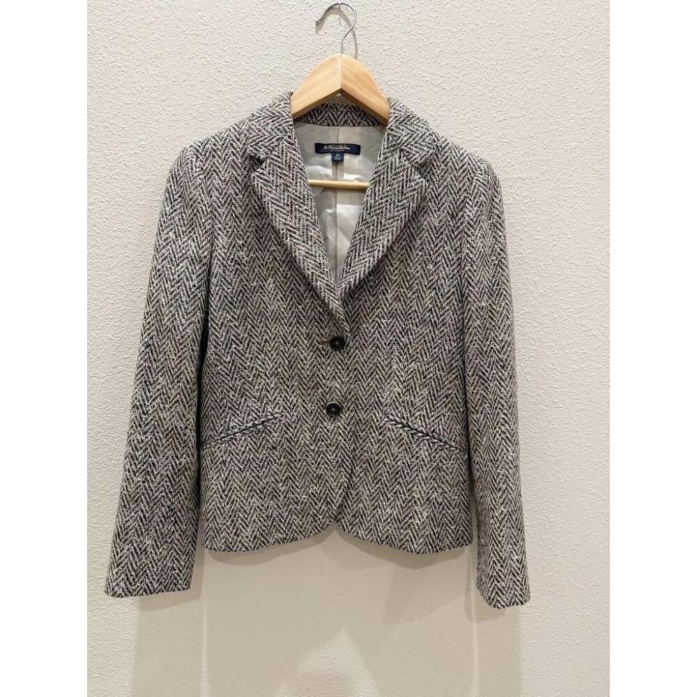Brooks Brothers "Stellita Fit" Herringbone Wool-Silk Blazer (Size 4 Petite)